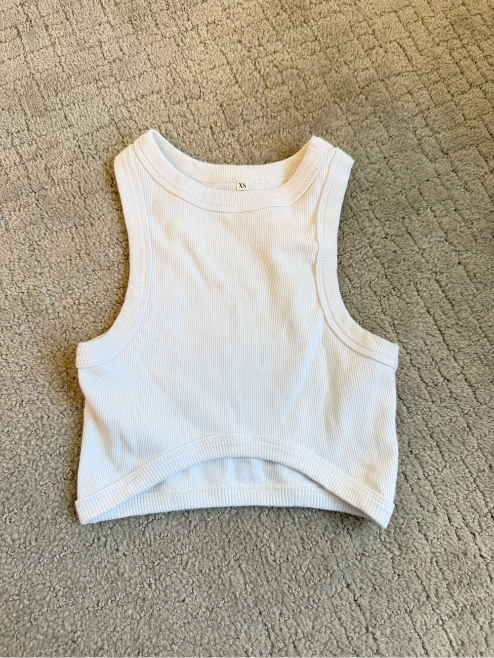 Amazon White Ribbed Crop Tank Top - Picture 1 of 2